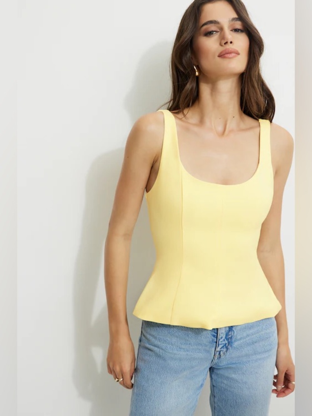 Dynamite Pale Yellow Peplum Camisole XS